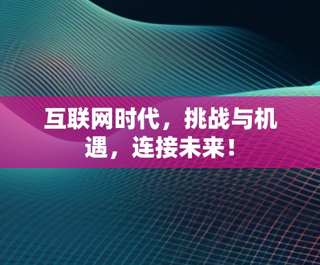 互联网时代，挑战与机遇，连接未来！