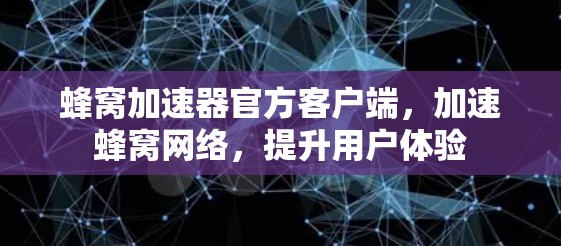 蜂窝加速器官方客户端，加速蜂窝网络，提升用户体验
