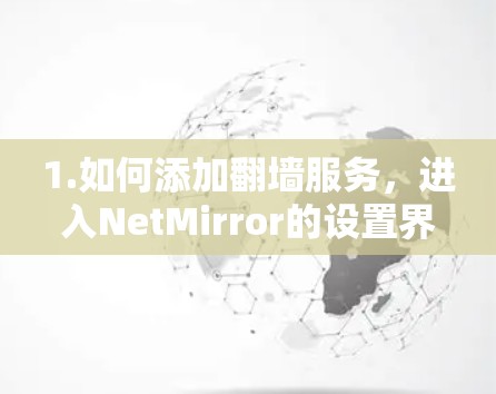 1.如何添加翻墙服务，进入NetMirror的设置界面，选择要翻墙的服务器，点击添加按钮