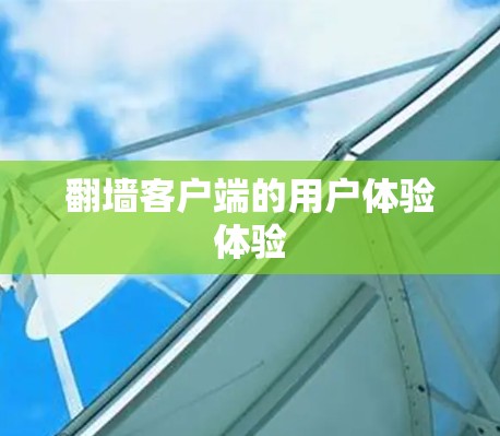 翻墙客户端的用户体验体验