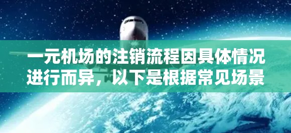一元机场的注销流程因具体情况进行而异，以下是根据常见场景整理的步骤